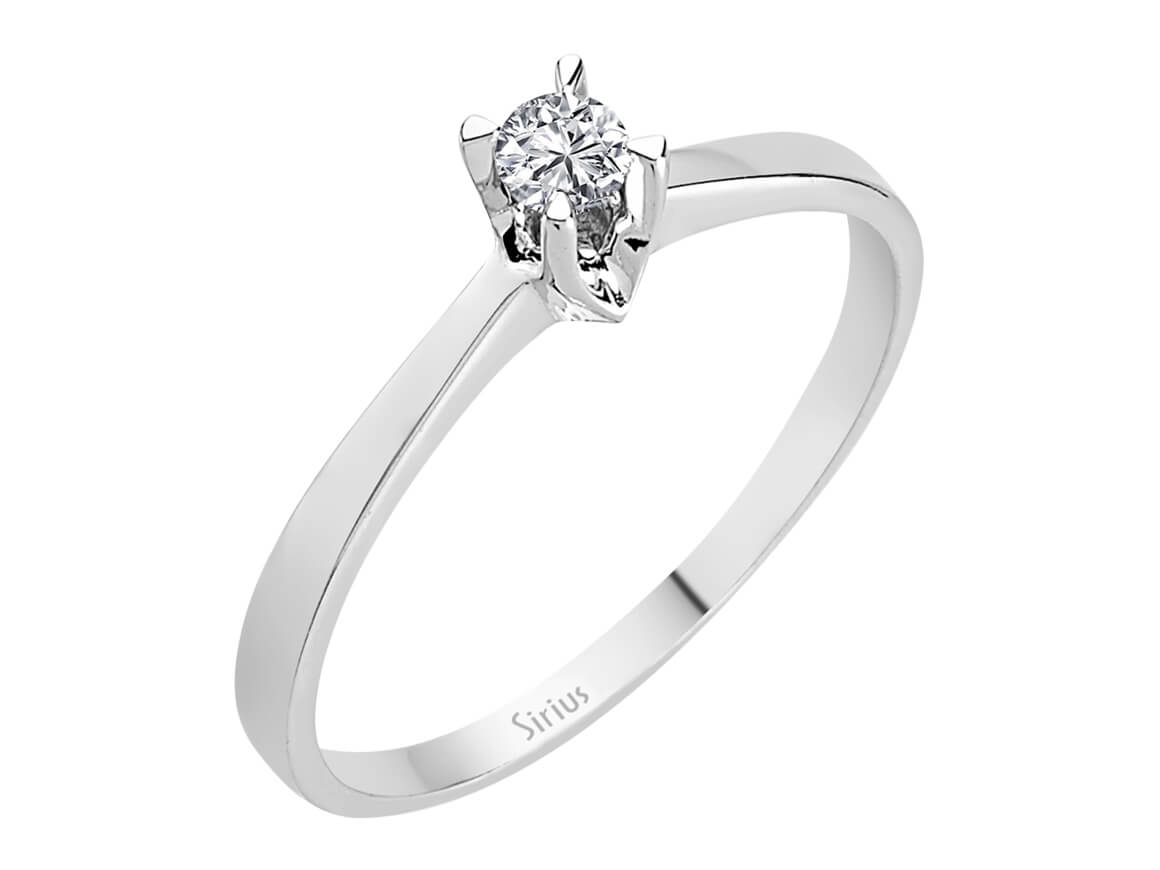 Klassischer Solitär-Ring aus 14K Weißgold mit 1 rund geschliffenem laborgezüchtetem Diamanten