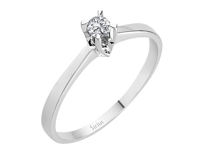 Klassischer Solitär-Ring aus 14K Weißgold mit 1 rund geschliffenem laborgezüchtetem Diamanten