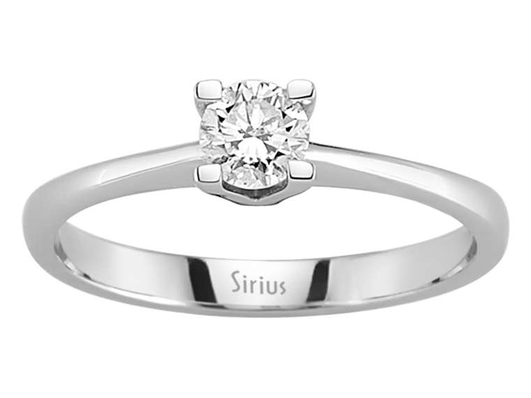 Eleganter Labordiamant Solitär-Ring aus 14K Weißgold mit 1 rund geschliffenem Diamanten