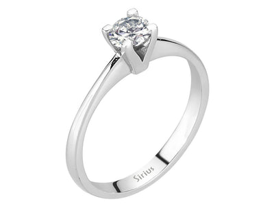 Eleganter Labordiamant Solitär-Ring aus 14K Weißgold mit 1 rund geschliffenem Diamanten