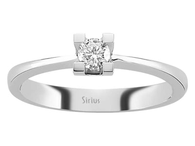Schlichter Labordiamant Solitär-Ring aus 14K Weißgold mit 1 rund geschliffenem Diamanten
