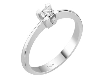 Schlichter Labordiamant Solitär-Ring aus 14K Weißgold mit 1 rund geschliffenem Diamanten