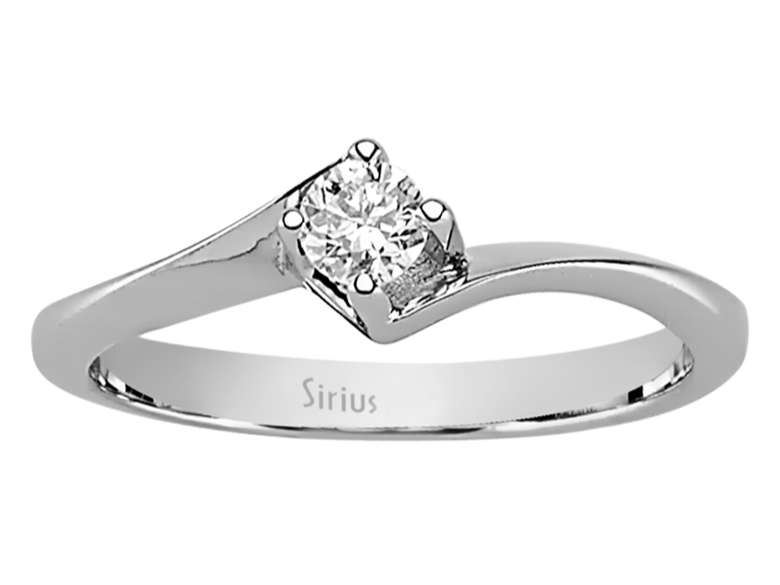 Eleganter Labordiamant Solitär-Ring aus 14K Weißgold mit 1 rund geschliffenem Diamanten