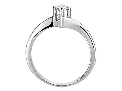 Eleganter Labordiamant Solitär-Ring aus 14K Weißgold mit 1 rund geschliffenem Diamanten