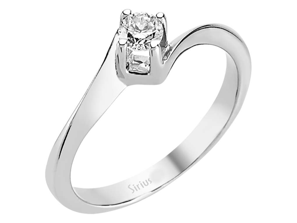Eleganter Labordiamant Solitär-Ring aus 14K Weißgold mit 1 rund geschliffenem Diamanten