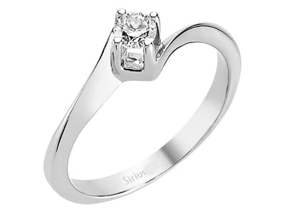 Eleganter Labordiamant Solitär-Ring aus 14K Weißgold mit 1 rund geschliffenem Diamanten