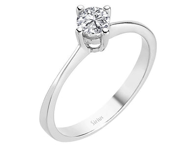 Klassischer Labordiamant Solitär-Ring aus 14K Weißgold mit 1 rund geschliffenem Diamanten