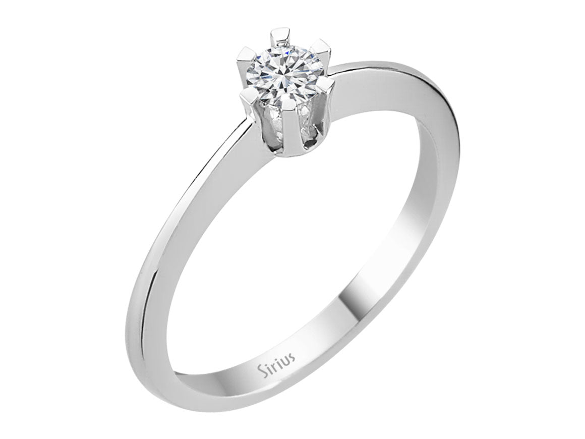 Zeitloser Labordiamant Solitär-Ring aus 18K Weißgold mit 1 rund geschliffenem Diamanten