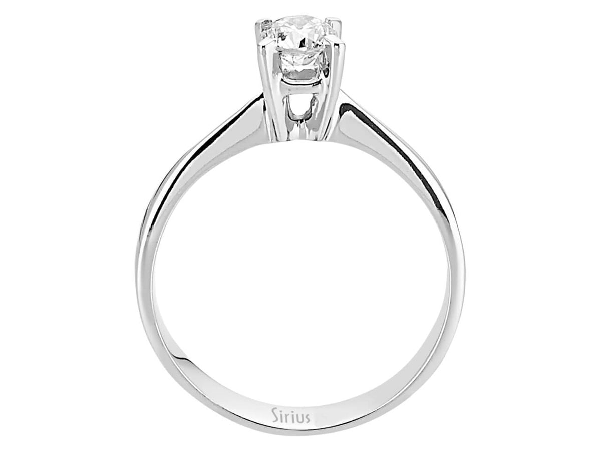 Bague solitaire classique en Or Blanc 14 K avec 1 diamant de laboratoire – Élégance durable – Bijoux haut de gamme de Rosy Lab Diamonds