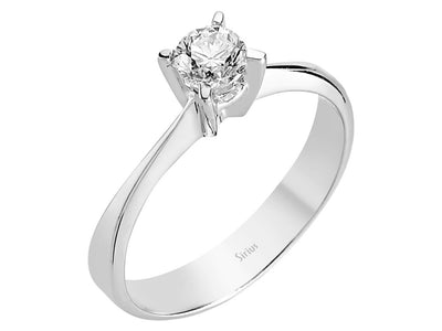 Klassischer Labordiamant Solitär-Ring aus 14K Weißgold mit 1 rund geschliffenem Diamanten