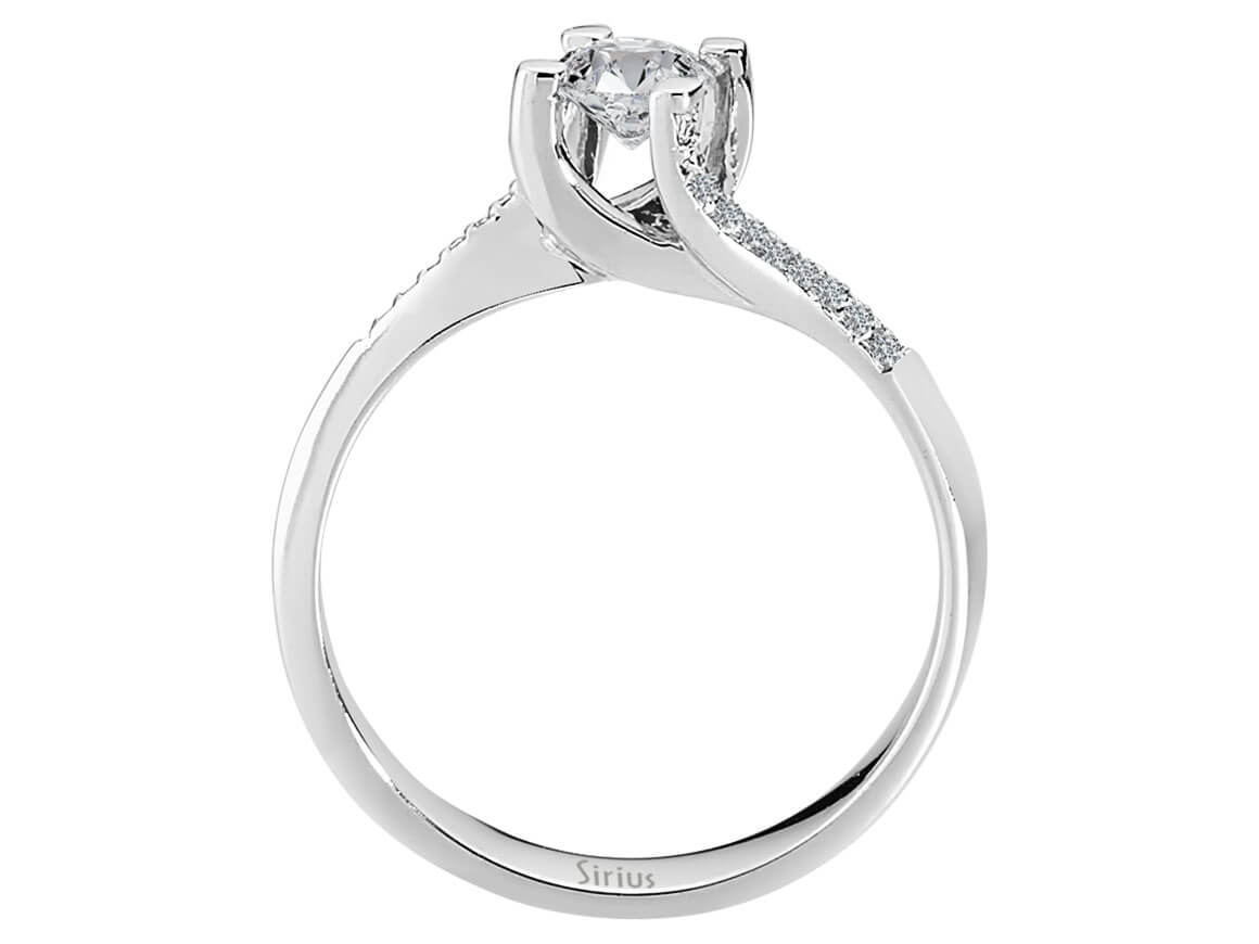 Eleganter Labordiamant Solitär-Ring aus 14K Weißgold mit 1 großem und 22 kleinen rund geschliffenen Diamanten