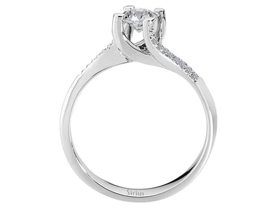 Eleganter Labordiamant Solitär-Ring aus 14K Weißgold mit 1 großem und 22 kleinen rund geschliffenen Diamanten