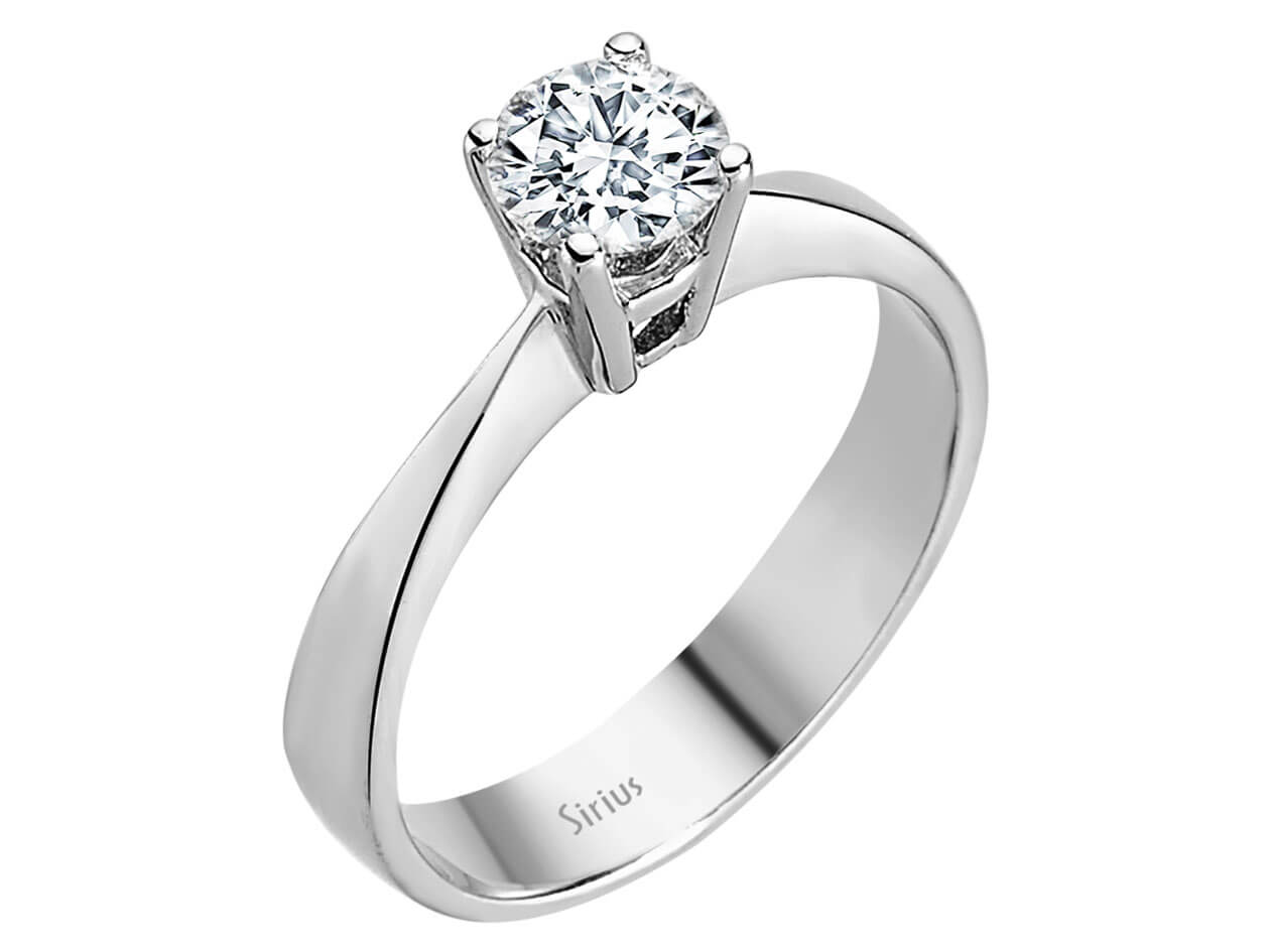 Klassischer Labordiamant Solitär-Ring aus 14K Weißgold mit 1 rund geschliffenem Diamanten