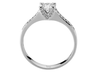 Weißgold-Ring mit 0,41 Karat Hauptdiamant und 32 kleineren laborgezüchteten Diamanten