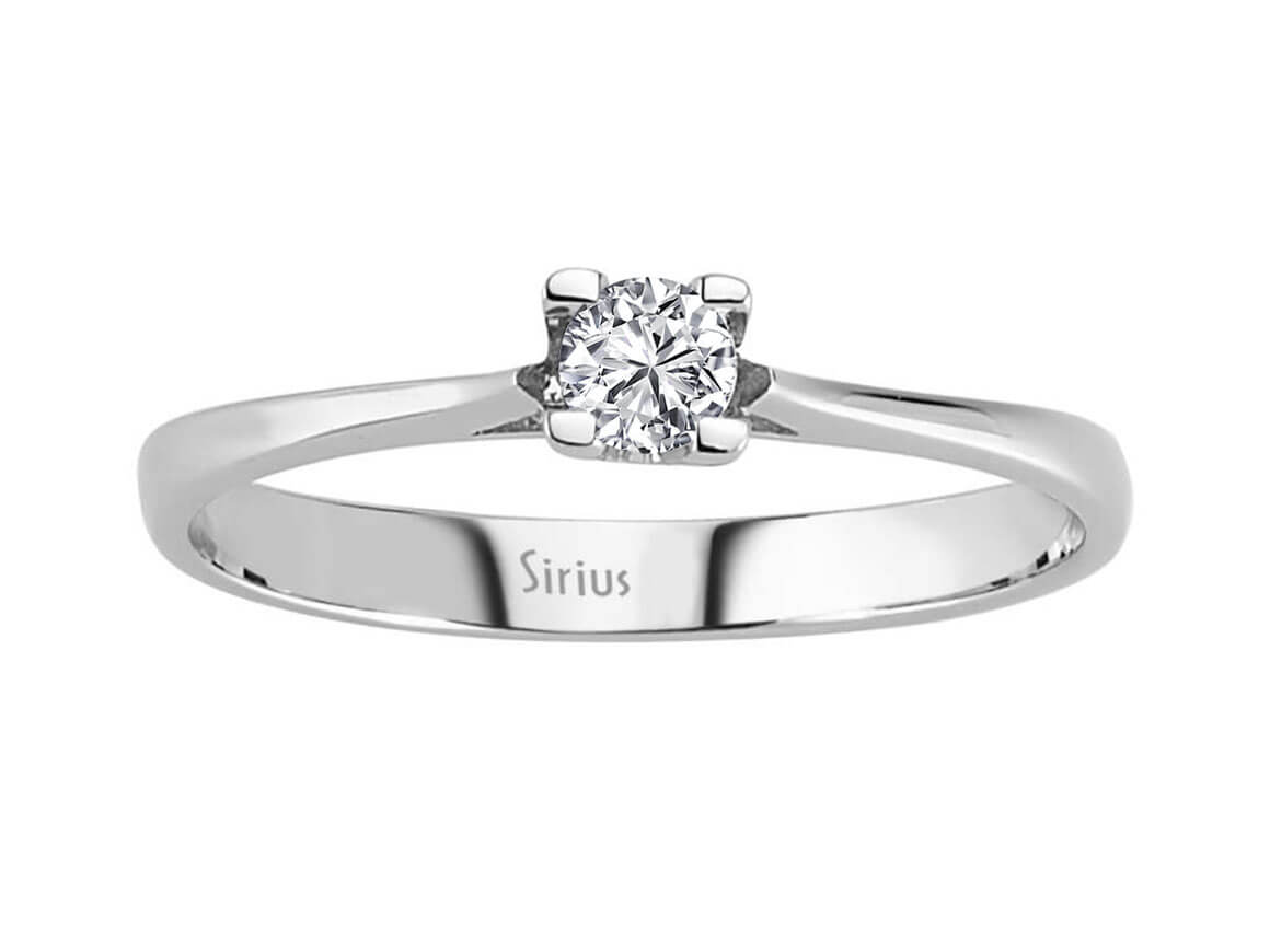 Feiner Solitärring mit rundem Diamanten aus 14 Karat Weißgold