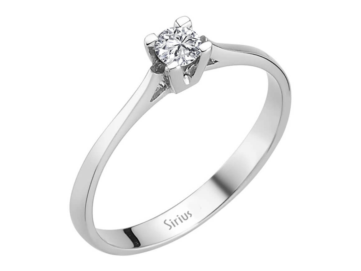 Bague solitaire raffinée avec diamant rond en Or Blanc 14 carats – Diamant de Laboratoire – Bijoux haut de gamme de Rosy Lab Diamonds