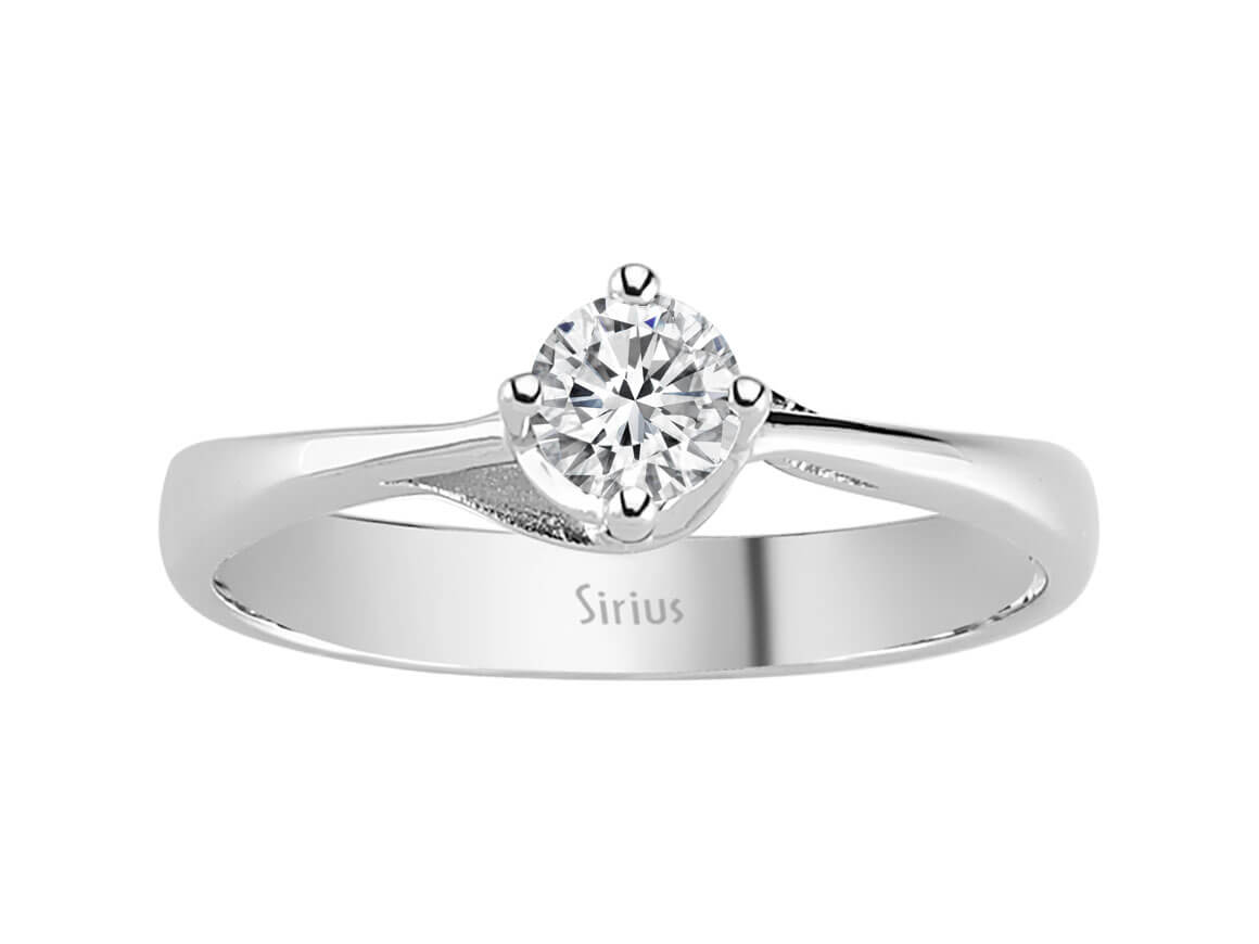 Eleganter Solitärring mit rundem Diamanten aus 18 Karat Weißgold