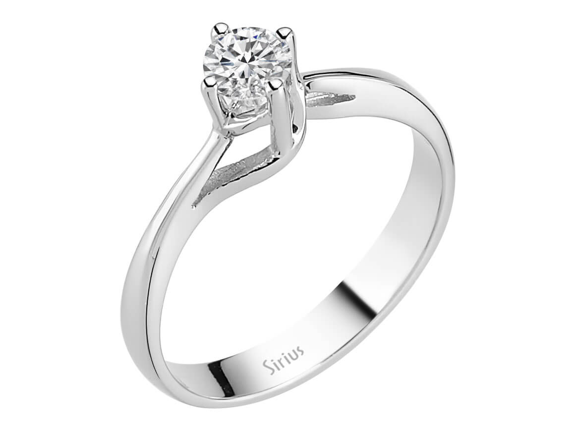 Eleganter Solitärring mit rundem Diamanten aus 18 Karat Weißgold