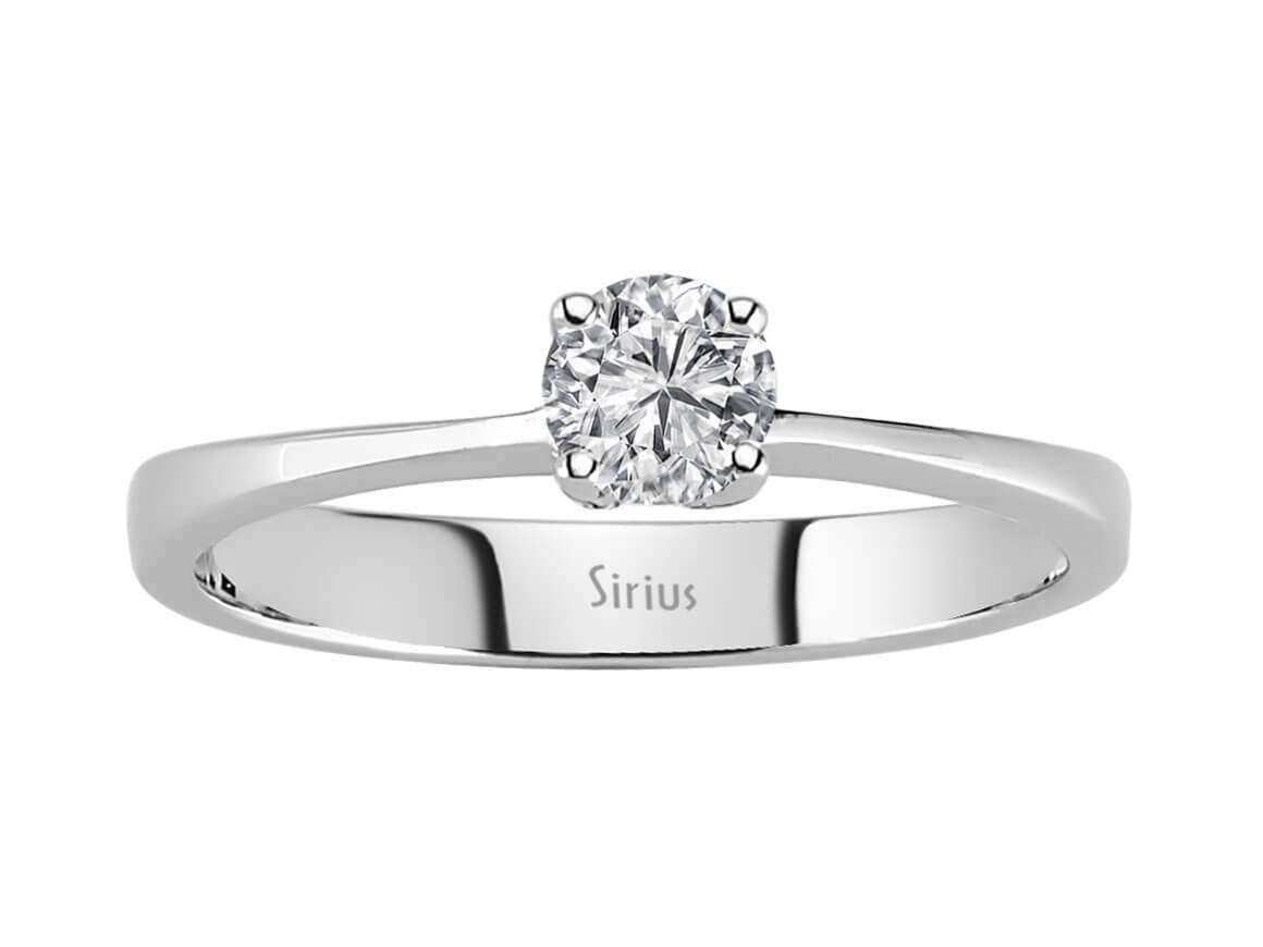 Schlichter Solitär-Ring mit Runddiamant aus 14 Karat Weißgold
