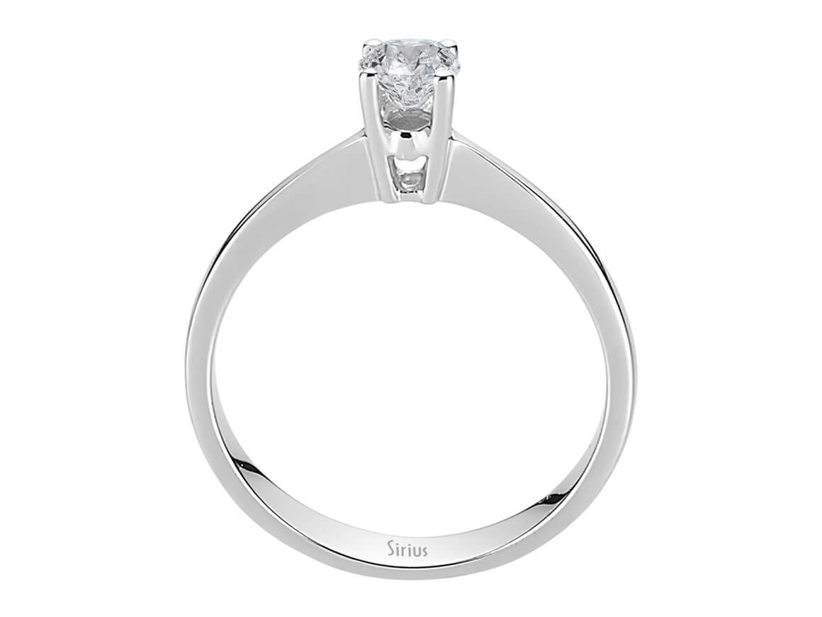 Schlichter Solitär-Ring mit Runddiamant aus 14 Karat Weißgold