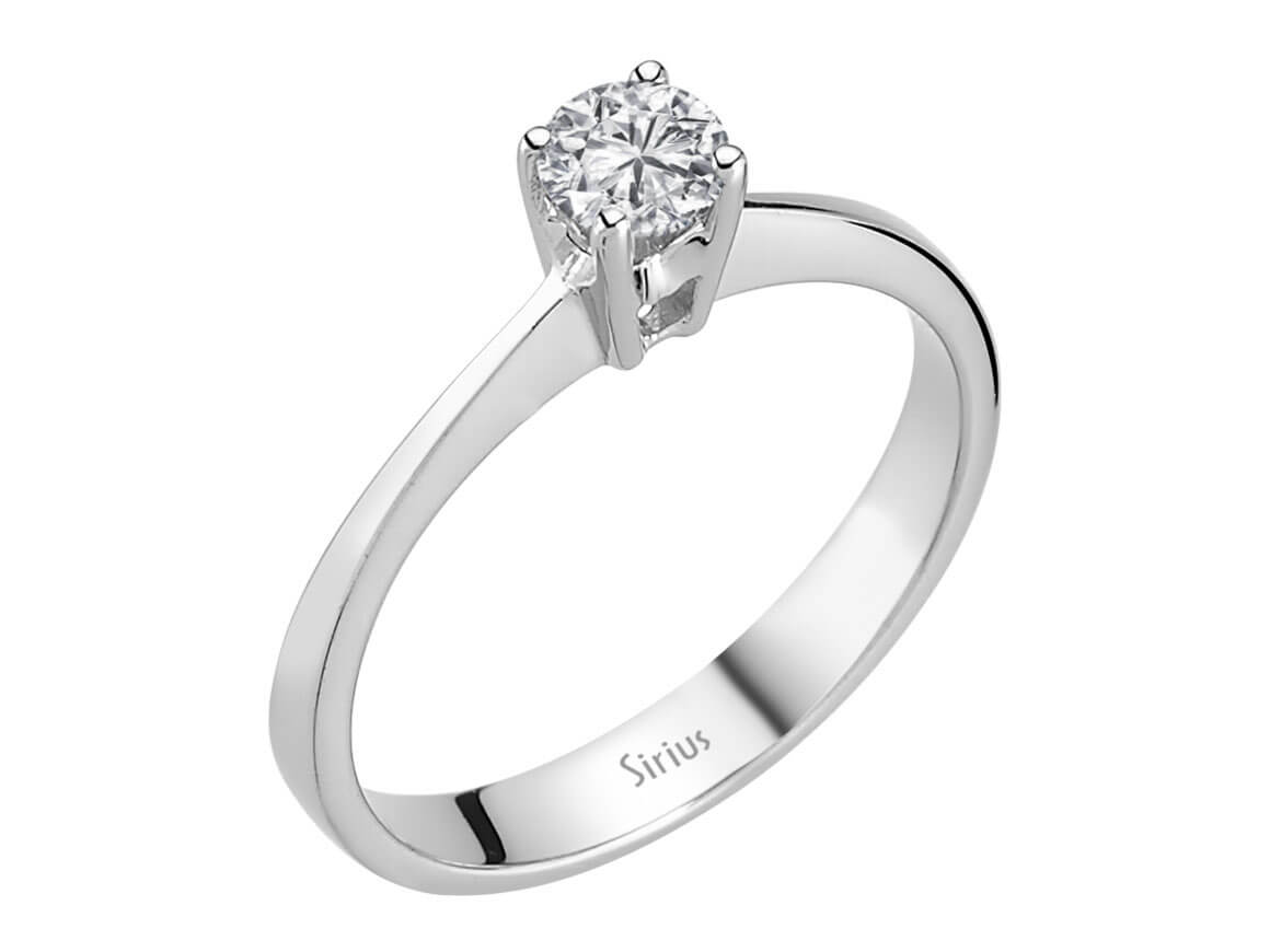 Schlichter Solitär-Ring mit Runddiamant aus 14 Karat Weißgold