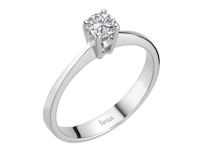 Schlichter Solitär-Ring mit Runddiamant aus 14 Karat Weißgold