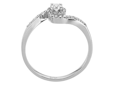 Eleganter Ring mit 1 rund geschliffenen laborgezüchteten Diamanten und 30 kleineren rund geschliffenen Diamanten in 14K Weißgold