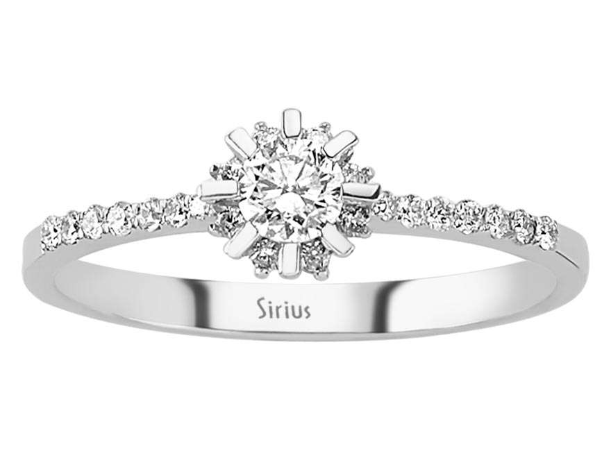 Eleganter Diamant-Solitärring mit Halo und 14 Karat Weißgold
