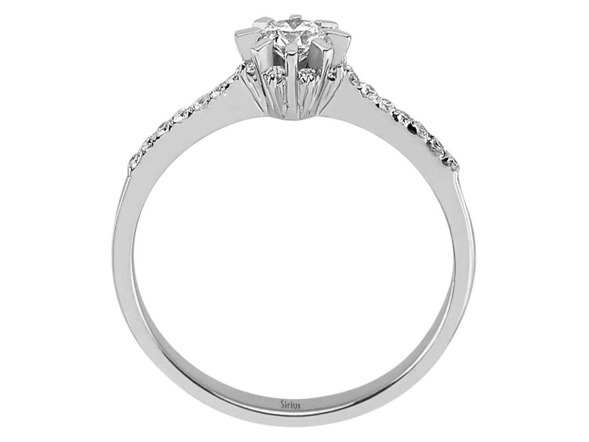 Eleganter Solitär-Diamantring mit Halo aus 14 Karat Weißgold – hochwertiger Schmuck von Rosy Lab Diamonds