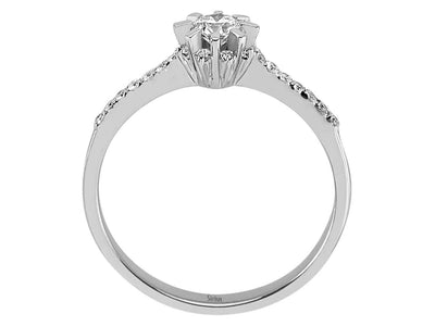 Eleganter Diamant-Solitärring mit Halo und 14 Karat Weißgold