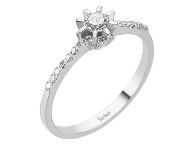 Eleganter Diamant-Solitärring mit Halo und 14 Karat Weißgold