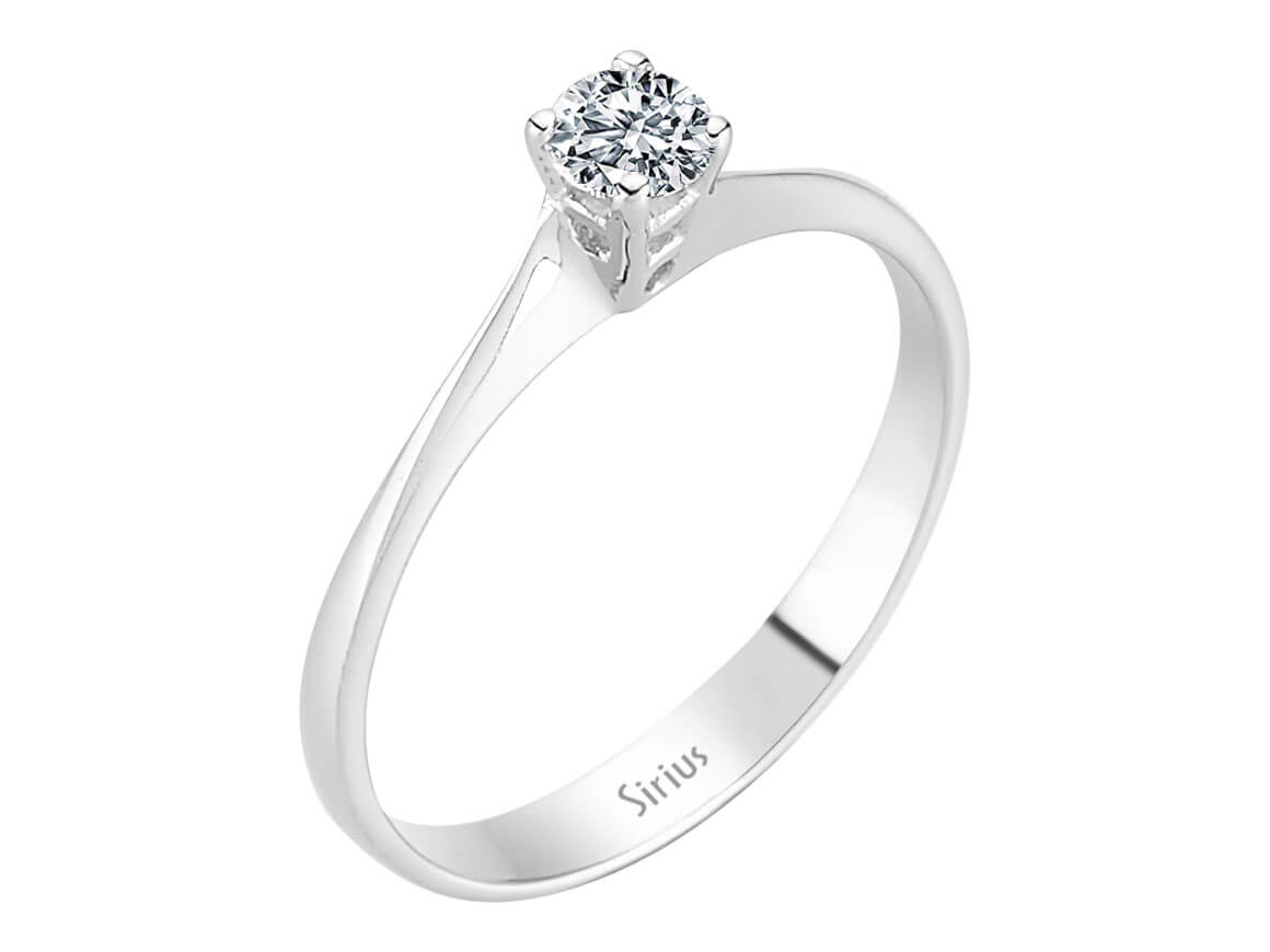 Schlichter Solitärring mit 1 rundem Diamanten, 0,20 Karat, 14 Karat Weißgold