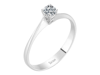 Schlichter Solitärring mit 1 rundem Diamanten, 0,20 Karat, 14 Karat Weißgold