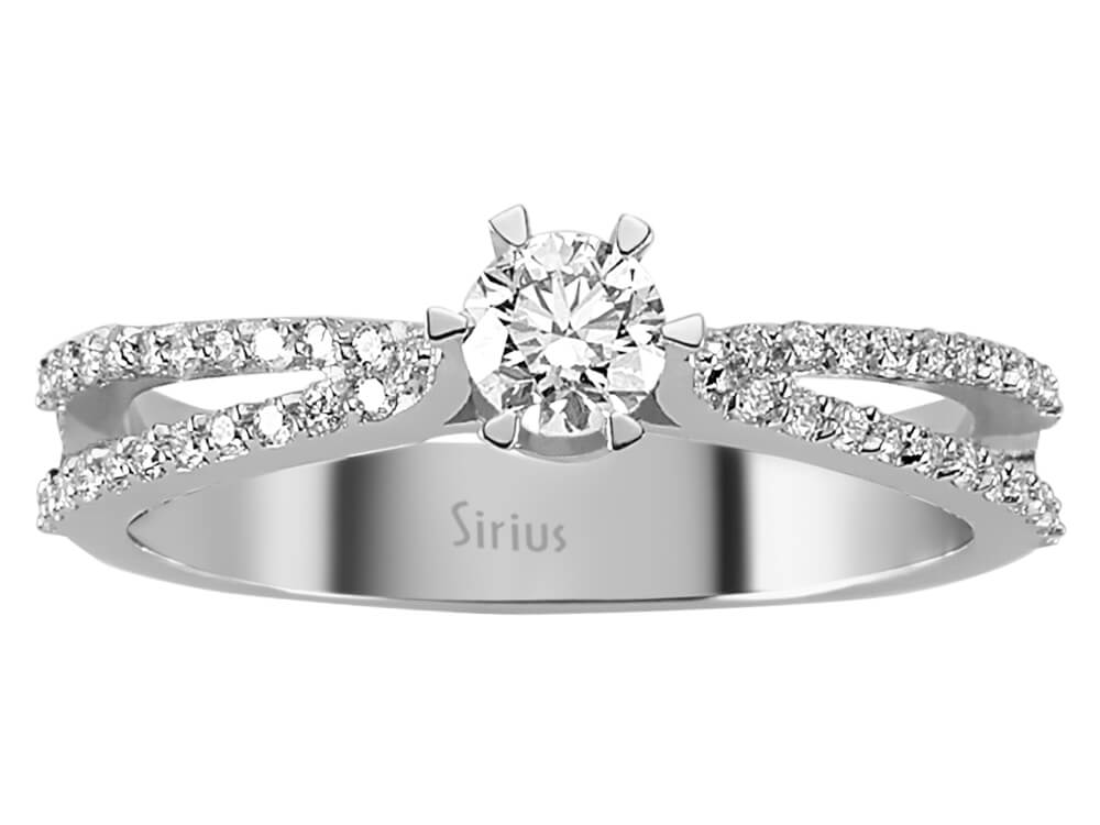 Weißgold Solitärring mit Mittelstein und 46 Pavé-Labordiamanten