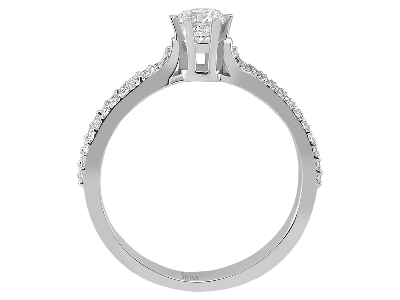Weißgold Solitärring mit 47 Labor Diamanten (0,55 ct) | 14K Pavé Design - hochwertiger Schmuck von Rosy Lab Diamonds