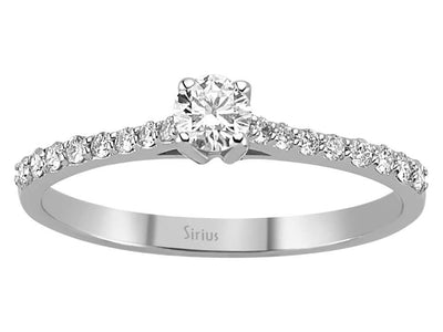 Weißgold Solitärring mit Labordiamanten im Pavé-Stil
