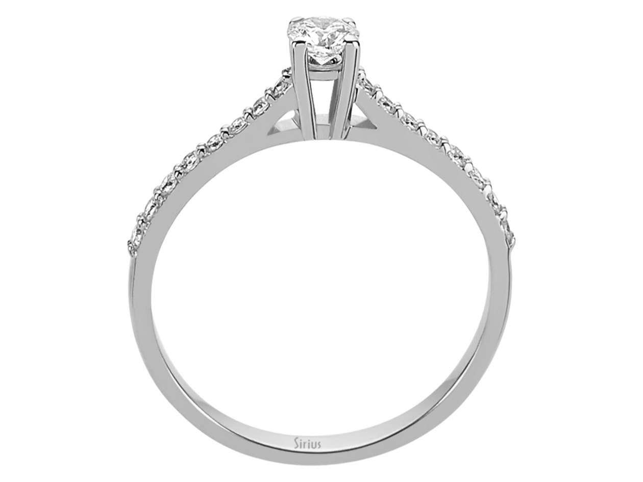 Weißgold Solitärring mit Labordiamanten im Pavé-Stil