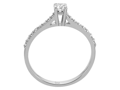 Weißgold Solitärring mit Labordiamanten im Pavé-Stil