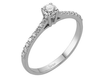 Weißgold Solitärring mit Labordiamanten im Pavé-Stil