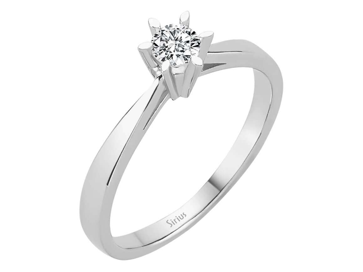 Solitärring aus 14K Weißgold mit 0,26 ct Diamant - Klassisch & Sicher gefasst - hochwertiger Schmuck von Rosy Lab Diamonds