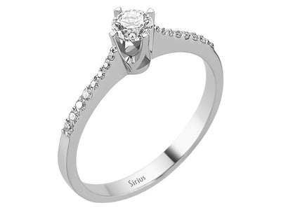 Verlobungsring aus 14K Weißgold mit zentralem Labor-Diamanten – 0,42 ct
