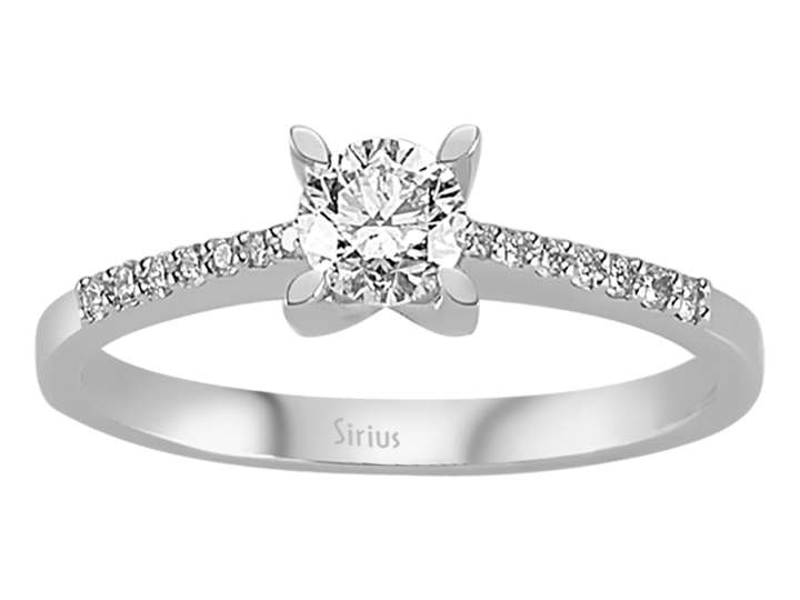 Solitärring mit Labor-Diamant - 14K Weißgold, 0,41 ct + Seitensteine - hochwertiger Schmuck von Rosy Lab Diamonds