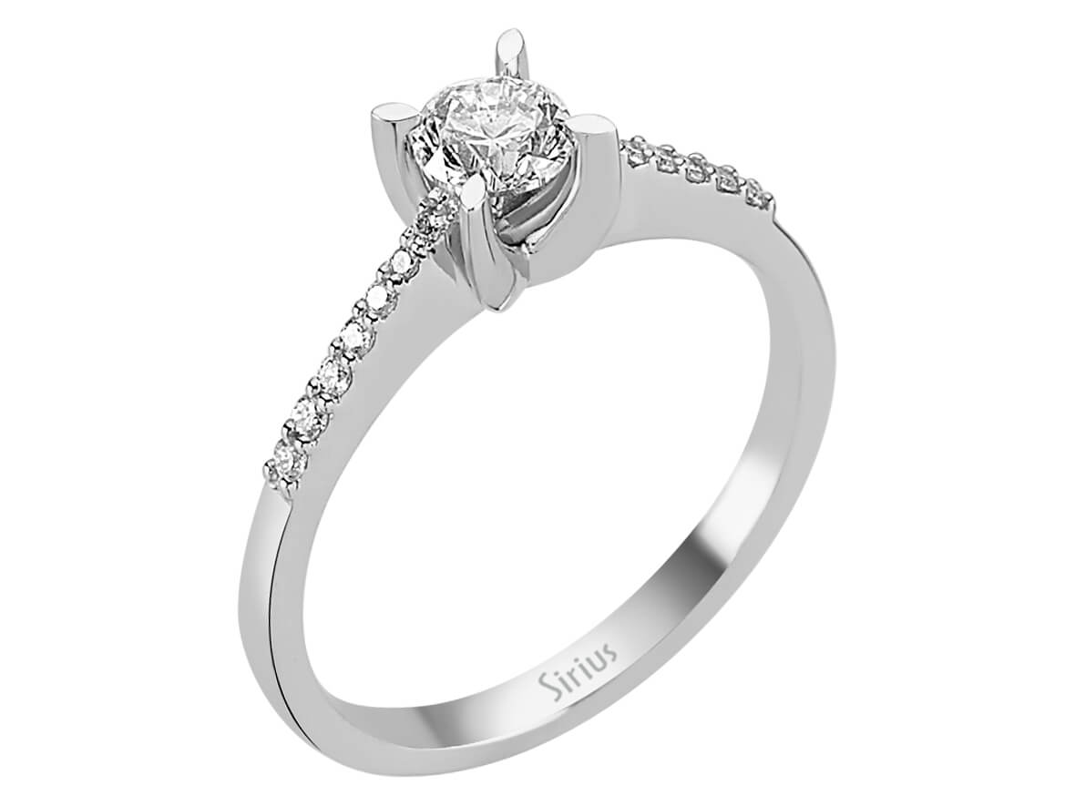 Solitärring mit Labor-Diamant - 14K Weißgold, 0,41 ct + Seitensteine - hochwertiger Schmuck von Rosy Lab Diamonds