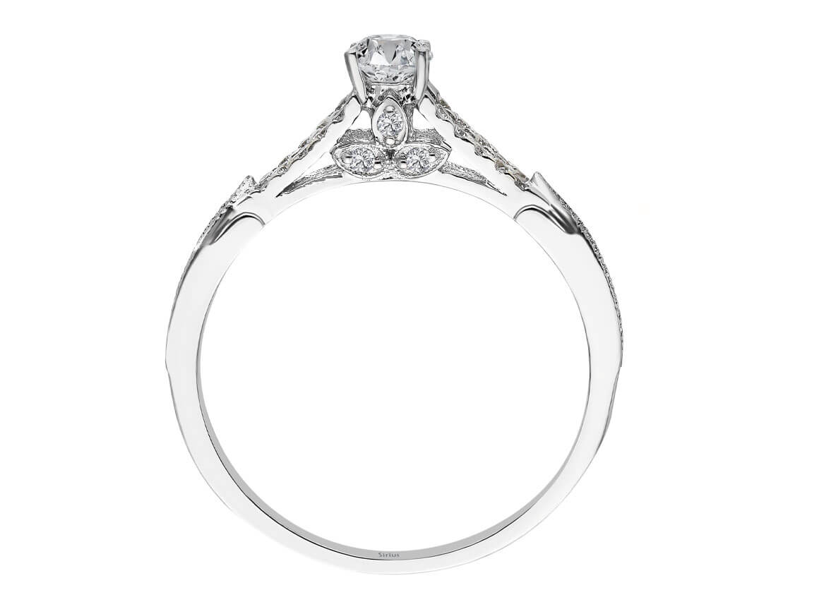 Verlobungsring mit zentralem Labor-Diamanten und 38 Akzenten – 0,43 ct, 14K Weißgold
