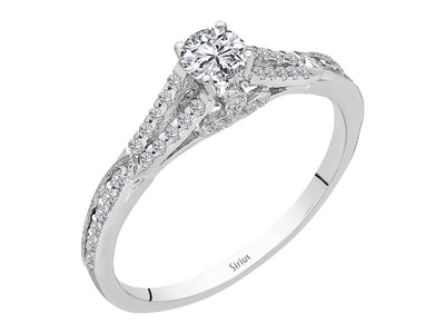 Verlobungsring mit zentralem Labor-Diamanten und 38 Akzenten – 0,43 ct, 14K Weißgold