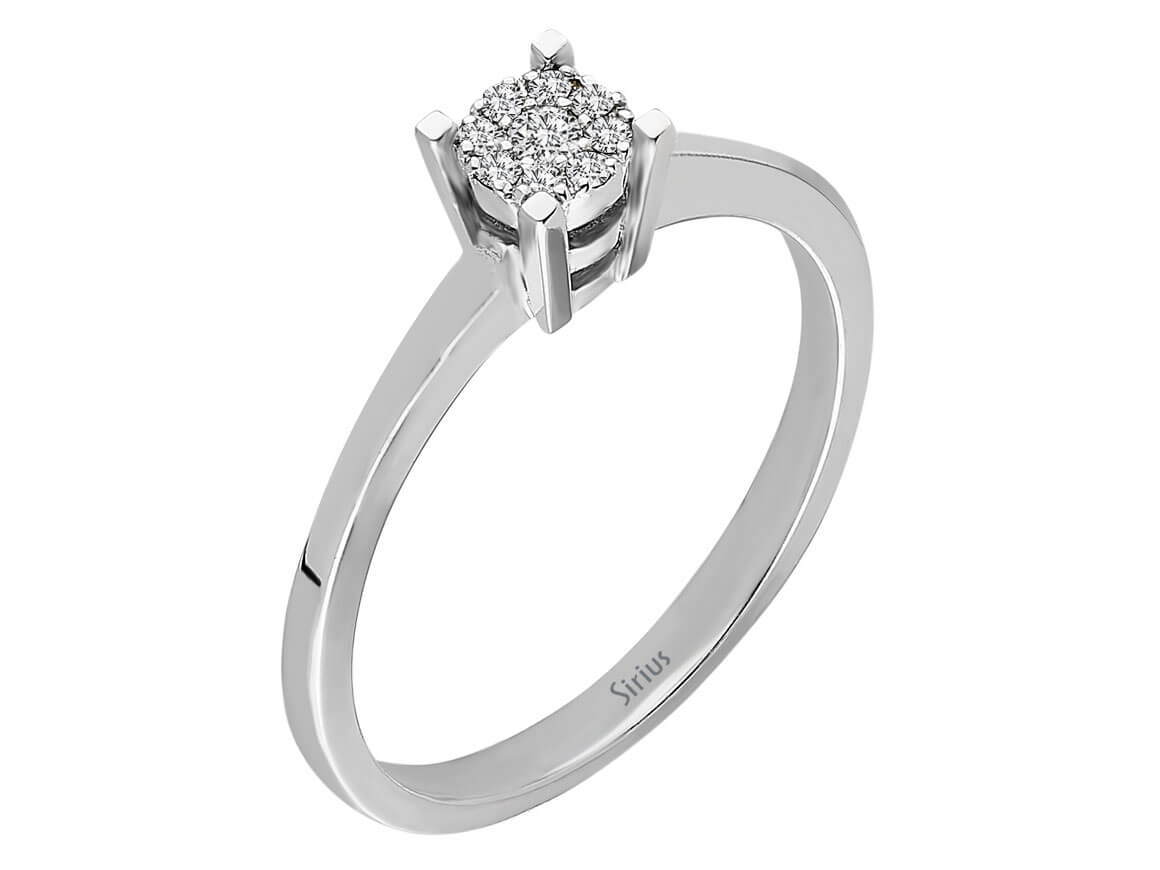 Cluster-Ring aus 8K Weißgold mit 9 Labor-Diamanten - 0.06 ct - hochwertiger Schmuck von Rosy Lab Diamonds