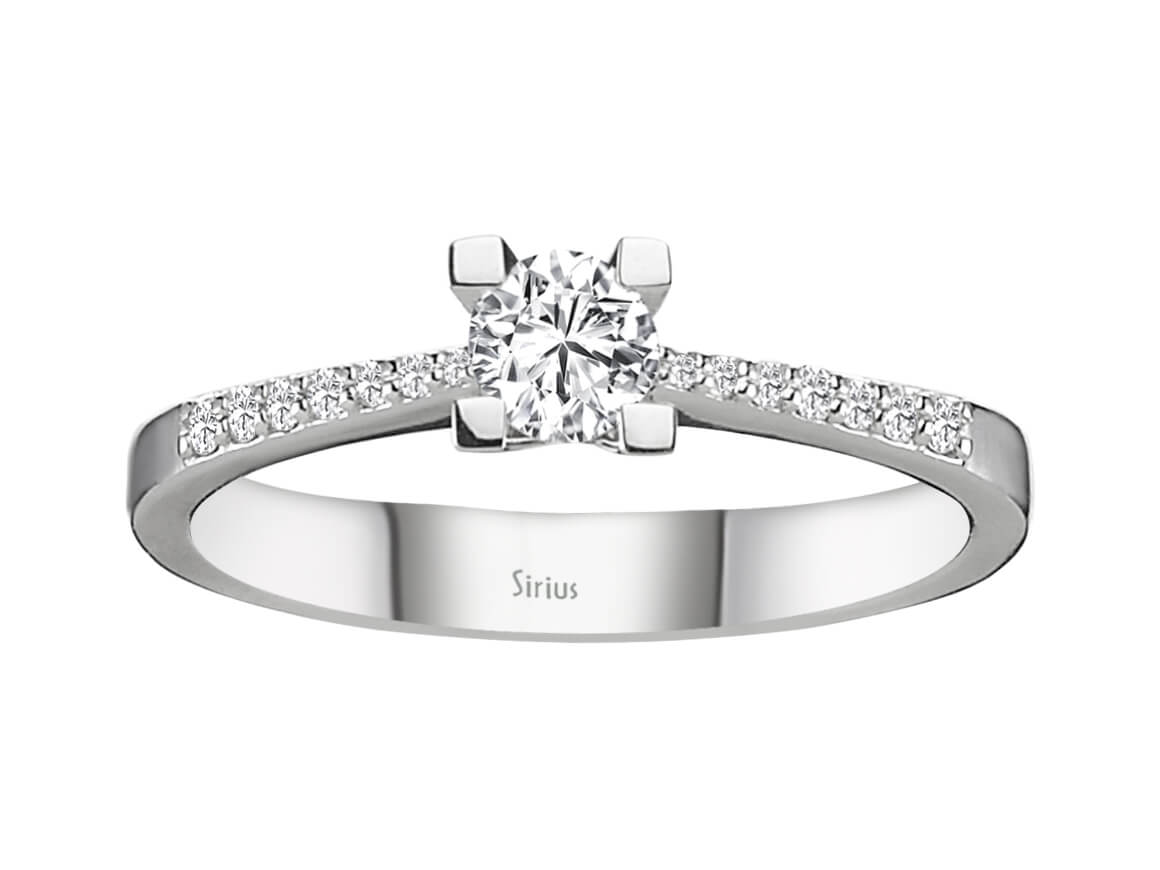 Ring mit Diamant & Diamanten in 18K Weißgold | Rosy – hochwertiger Schmuck von Rosy Lab Diamonds