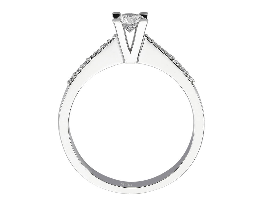 Verlobungsring aus 18K Weißgold mit 1 Brillant (0,25 ct) und 14 Akzentdiamanten