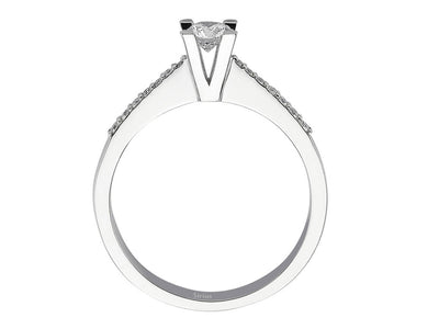 Verlobungsring aus 18K Weißgold mit 1 Brillant (0,25 ct) und 14 Akzentdiamanten
