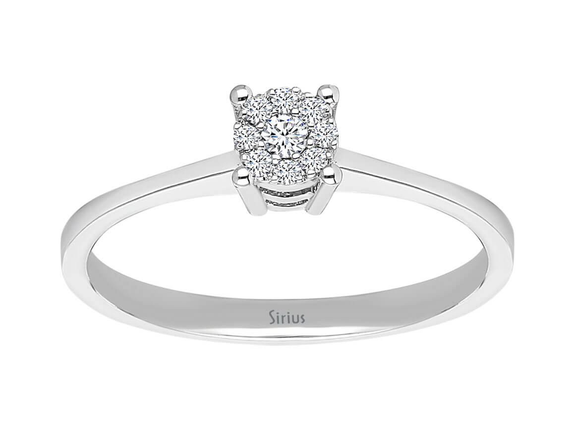 Brillant-Halo-Ring – 0,08 Karat – 8K Weißgold